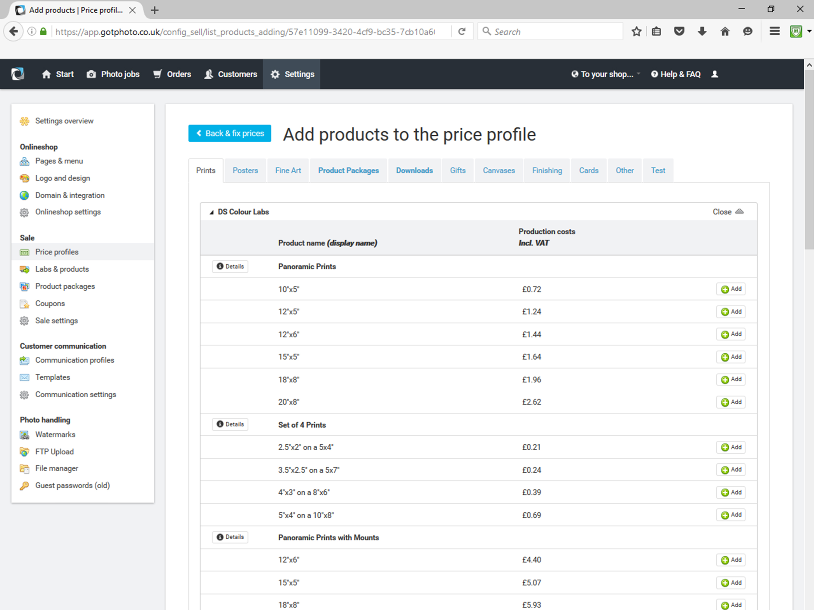 Create Price Profiles