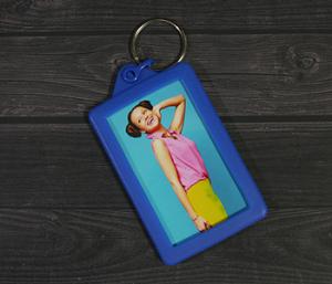 Soft Touch Blue Luggage Tag / Jumbo keyring.  with Full Photo design