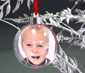 New Christmas Personalised Red Bauble with Full Photo design