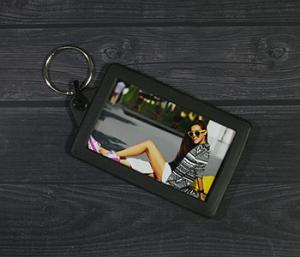 Soft Touch Black Luggage Tag / Jumbo keyring.  with Full Photo design