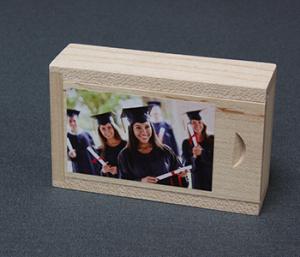 Light Wooden Slide Box for USB Stick - Personalised with Wooden Slide Box design