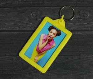 Soft Touch Yellow Luggage Tag / Jumbo keyring with Full Photo design